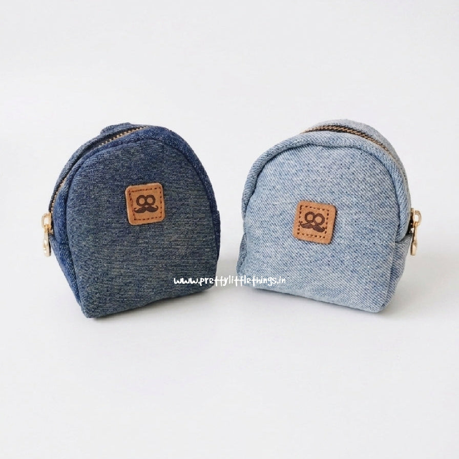 Cute Mini Denim Backpack Style Pouch
