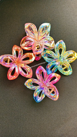 Holographic Flowers Claw Clip