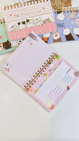 Cat And Paws Spiral Weekly Planners
