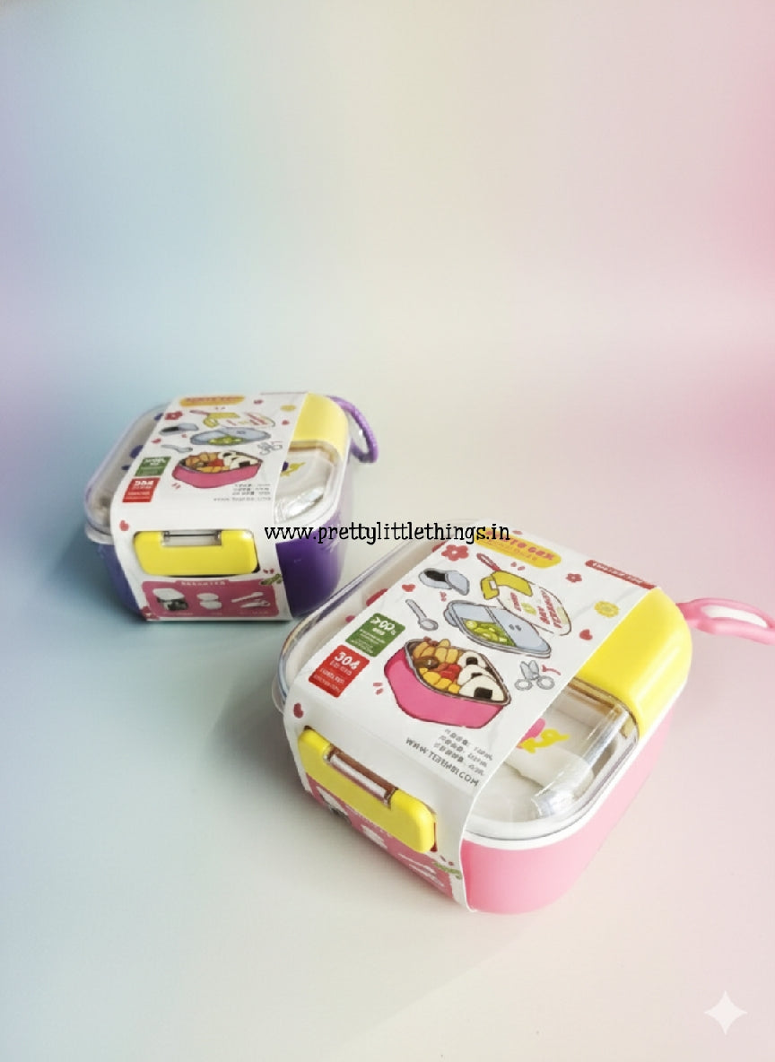 Tedemei Colorful Stainless Steel Bento Box 600 ml + 45 ml (Leak Proof, Anti Bacterial)