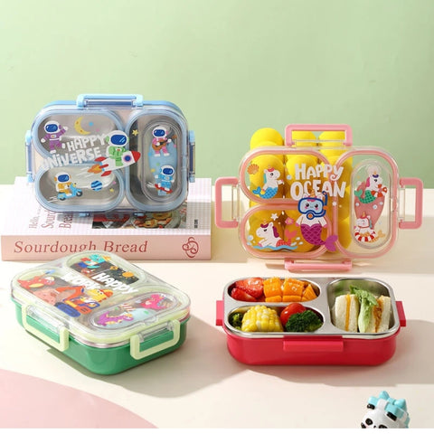 3 Section Steel Tiffin PLTTLX7164 (+ cutlery) 600 ml