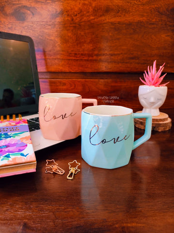 Hexagonal 'Love' Tea / Coffee Mugs