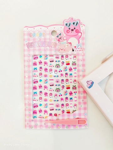 Kawaii Luminous Nail Stickers  with Tweezers ( Pack of 2 Sheets)