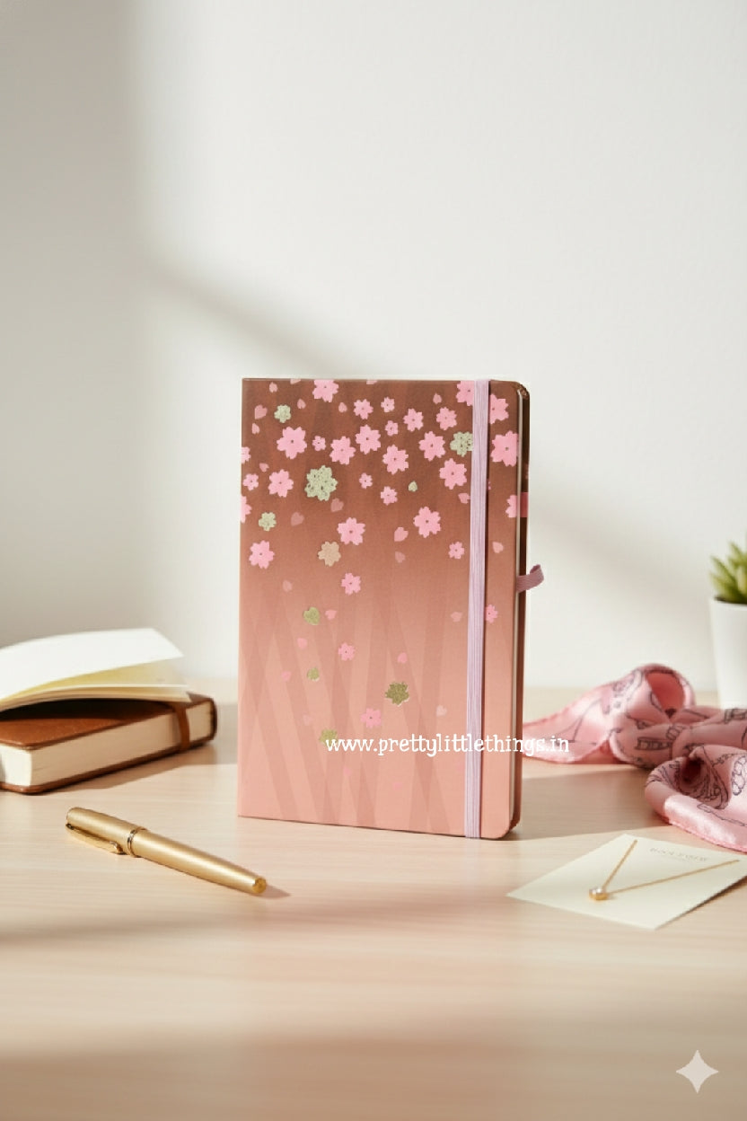 Elegant A5 Cherry Blossom Floral Notebook - Sakura Theme Hard Cover
