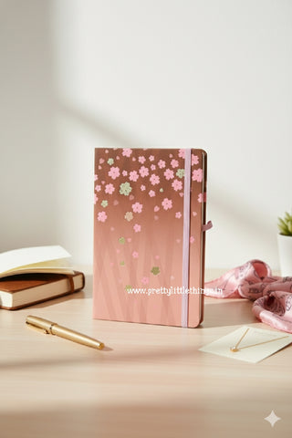 Elegant A5 Cherry Blossom Floral Notebook - Sakura Theme Hard Cover