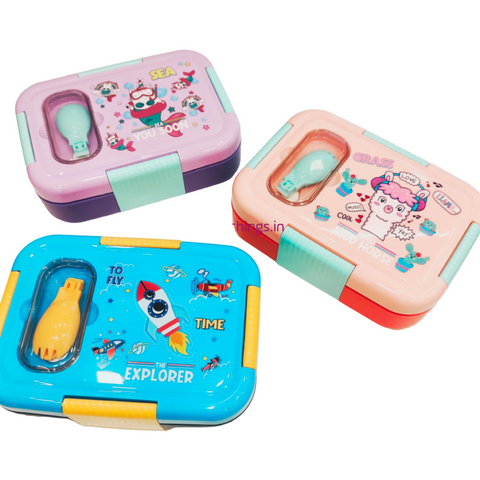 Kid's Lunch Box - Stainless Steel 3 Section (With Fork / Spoon)
