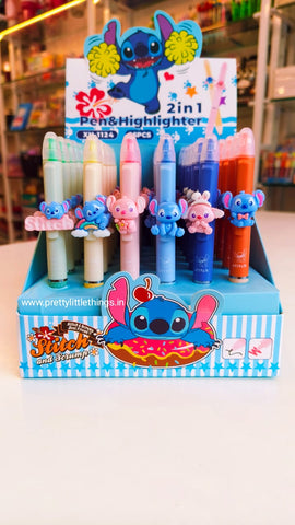 Stitch Theme 2 in 1 Gel Pen Cum Highlighter