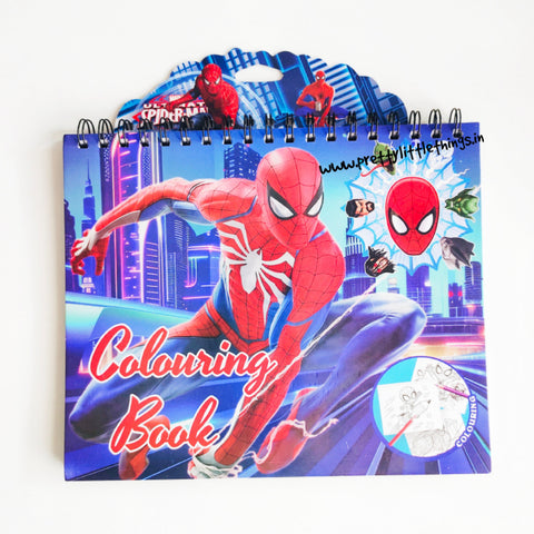 Spider-Man coloring book with colorful cover on a white background