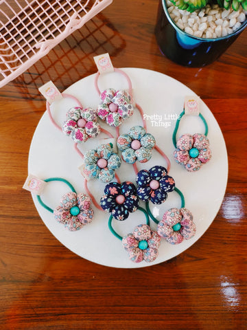 Handmade Floral Flower shape Hair Ties Pair