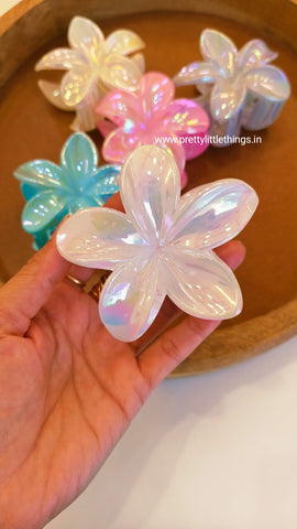 Glossy Claw Clip Plumeria Flower Shape