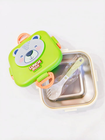 Kids Cute Cartoon Steel Tiffin Square Single Section 630 ml