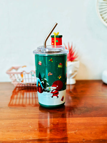 Christmas Theme Kids Steel Tumblers (Steel Straw)