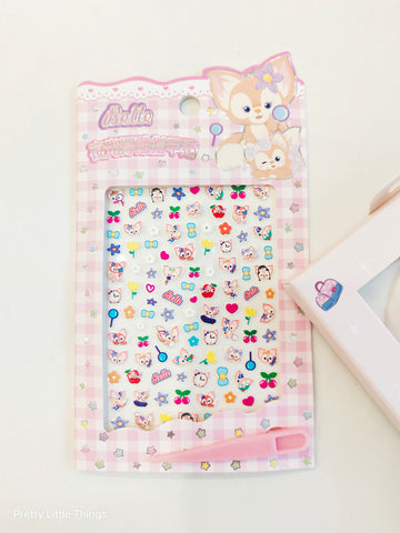 Kawaii Luminous Nail Stickers  with Tweezers ( Pack of 2 Sheets)