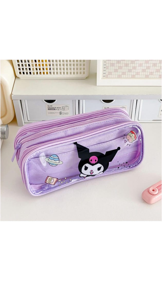 Sanrio Transparent Triple Zip Pouch
