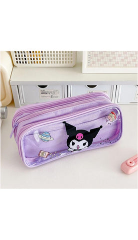 Sanrio Transparent Triple Zip Pouch
