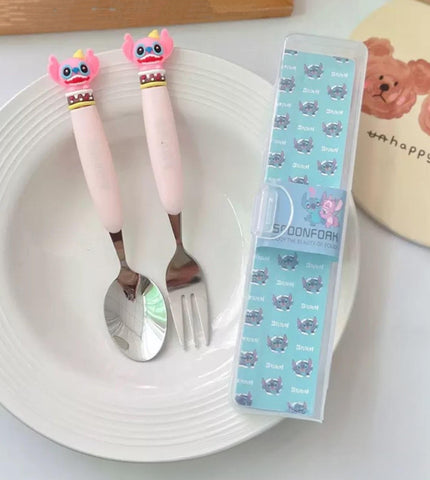 Disney's Stitch Theme Spoon Fork Set/Cutlery Set (Box Set)
