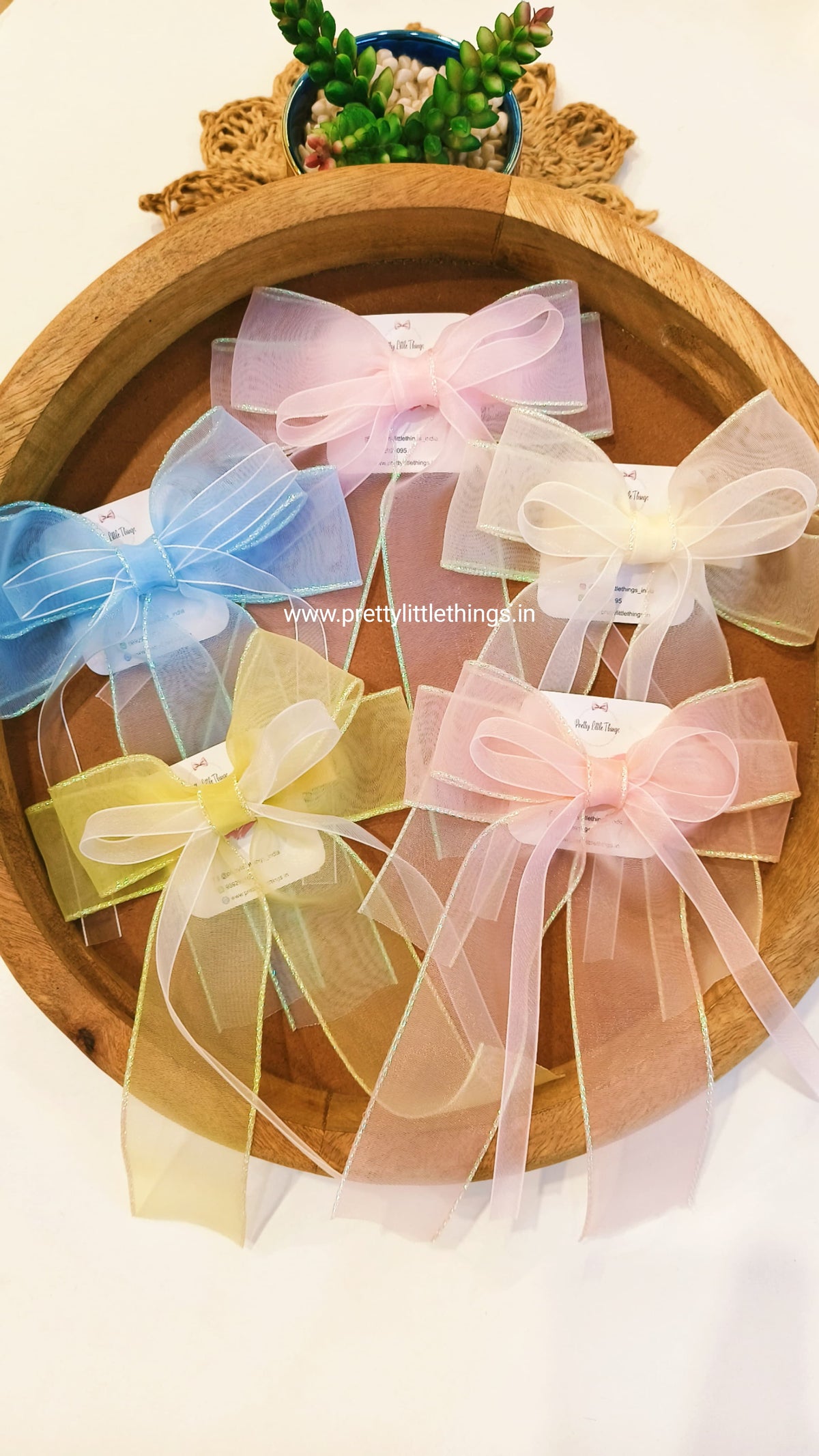 Organza Bow Hair Clip With Lace & Ribbon
