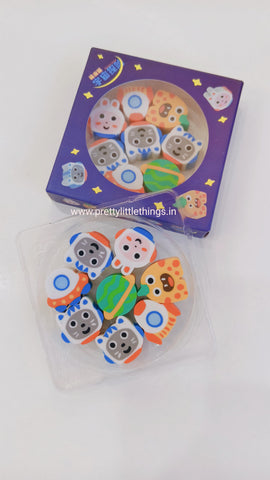 Cute Space Erasers in Mini Pizza Box