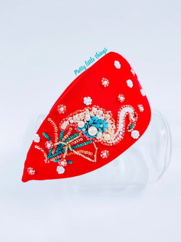 Flamingo Embroidered Hair Band (Handmade)