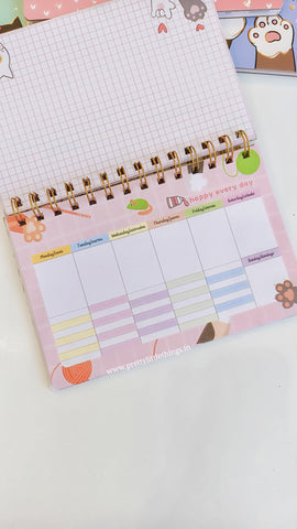 Cat And Paws Spiral Weekly Planners