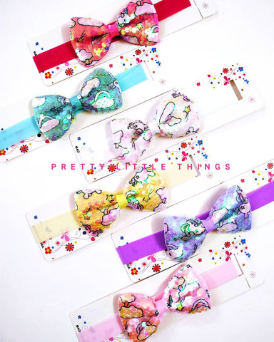 Kids Shimmer Unicorn Bow Soft Hairbands