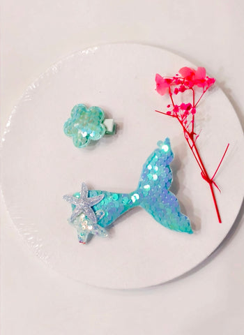 Mermaids And Flowers  Sequins Hair Clips Set