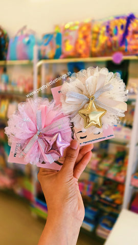 Big Bow Hair Clips - Star Motif