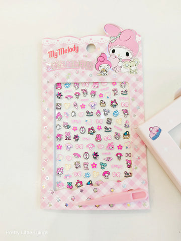 Kawaii Luminous Nail Stickers  with Tweezers ( Pack of 2 Sheets)