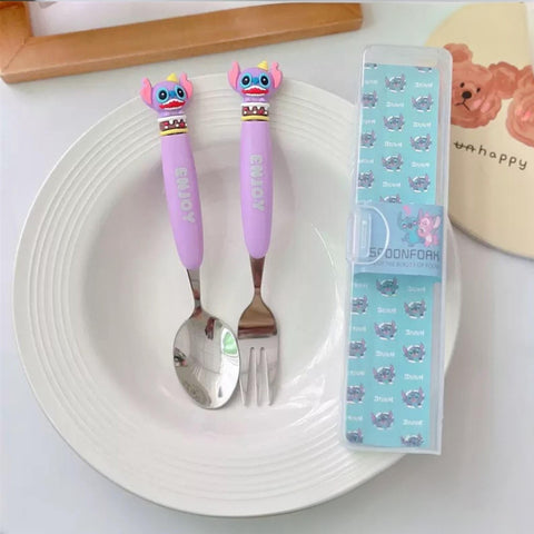 Disney's Stitch Theme Spoon Fork Set/Cutlery Set (Box Set)