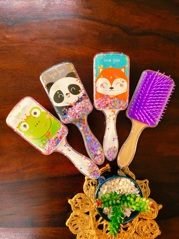Hair Brush - Panda & Others Shimmery - Rectangle