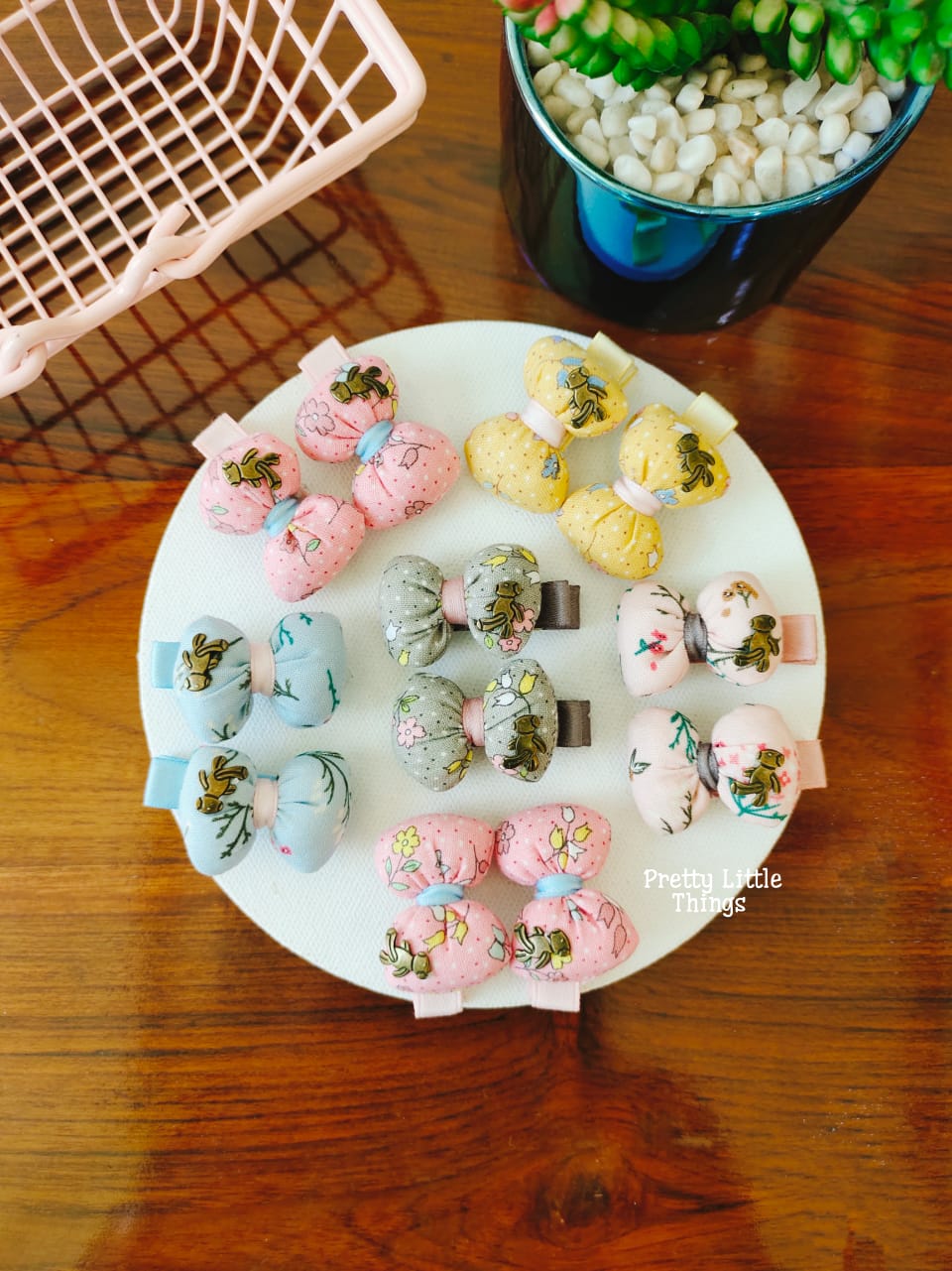 Floral Bow Style Hair Clip (Handmade)