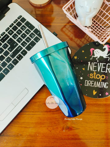 Diamond Cut Portable Ombre Steel Insulated Sippers